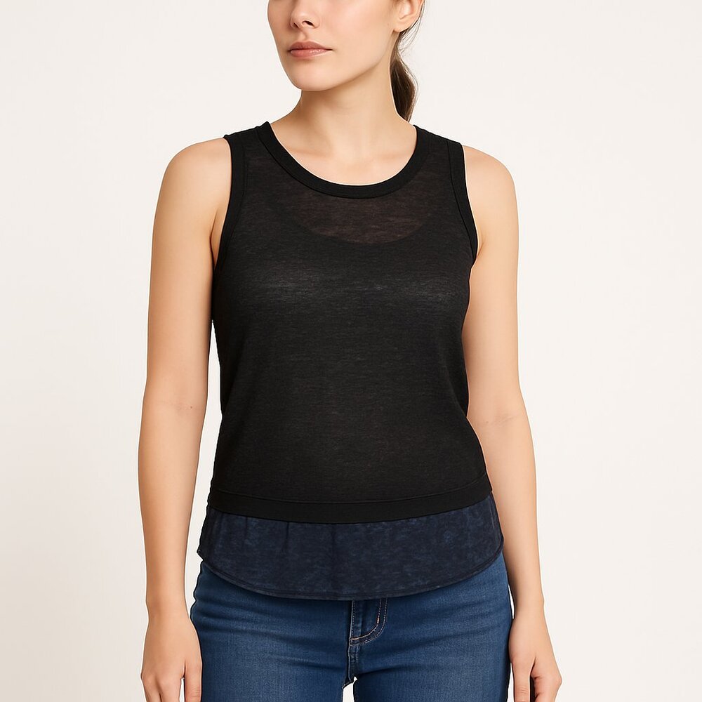 Chelsea and Walker (NWT) Black Mesh Layered Tank Top – Size 10